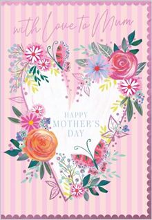 MD CARD FLORAL HEART AND BUTTERFLIES