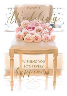 WEDDING PINK ROSES ON CHAIR